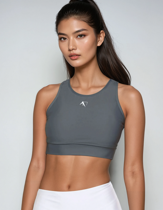 Aris Grey High-Neck Sports Bra